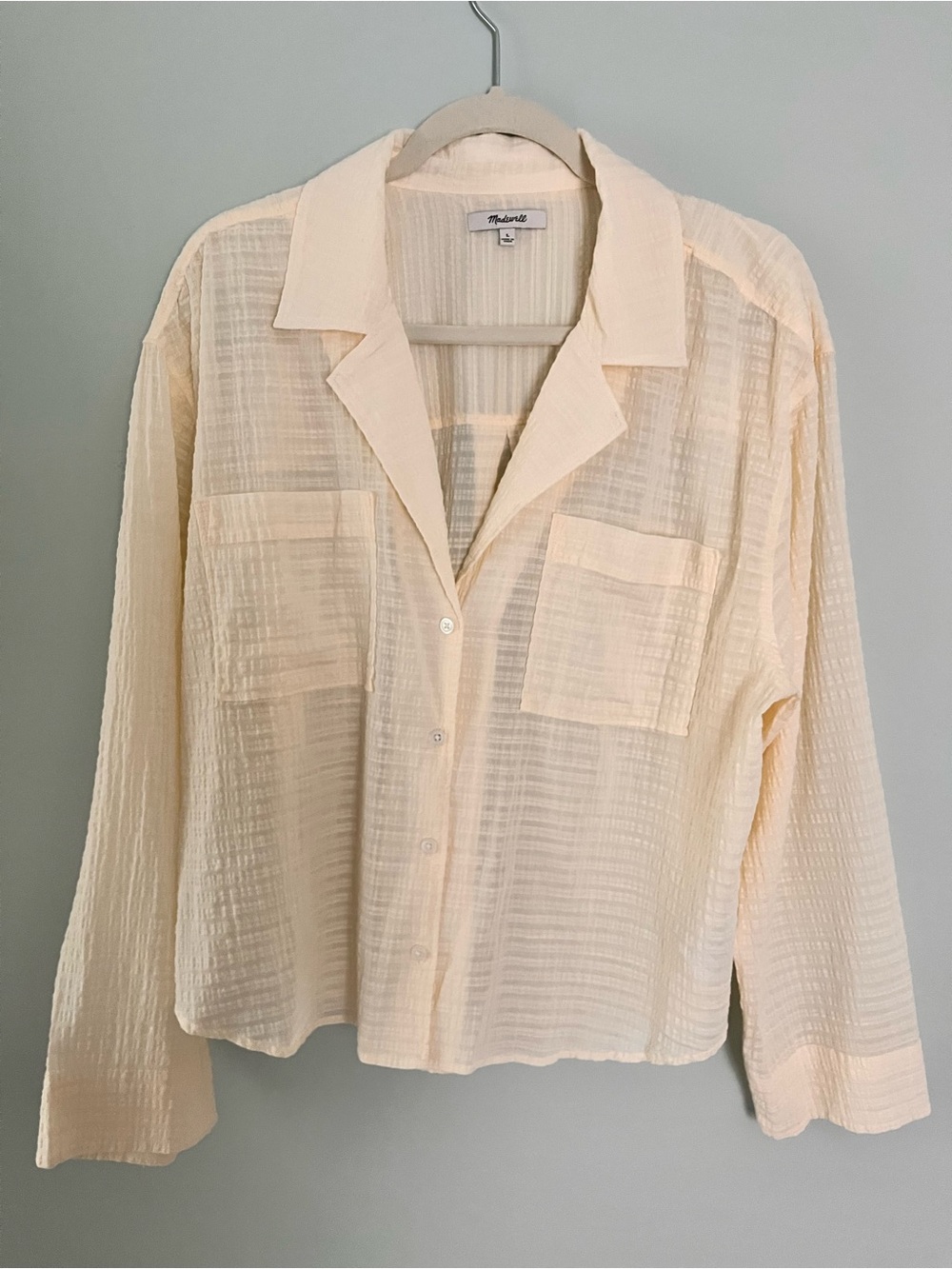 Madewell Cream Button-Front Textured Shirt